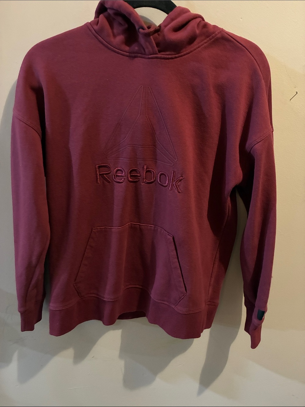 Reebok Maroon Hooded Pullover with Embroidered Logo